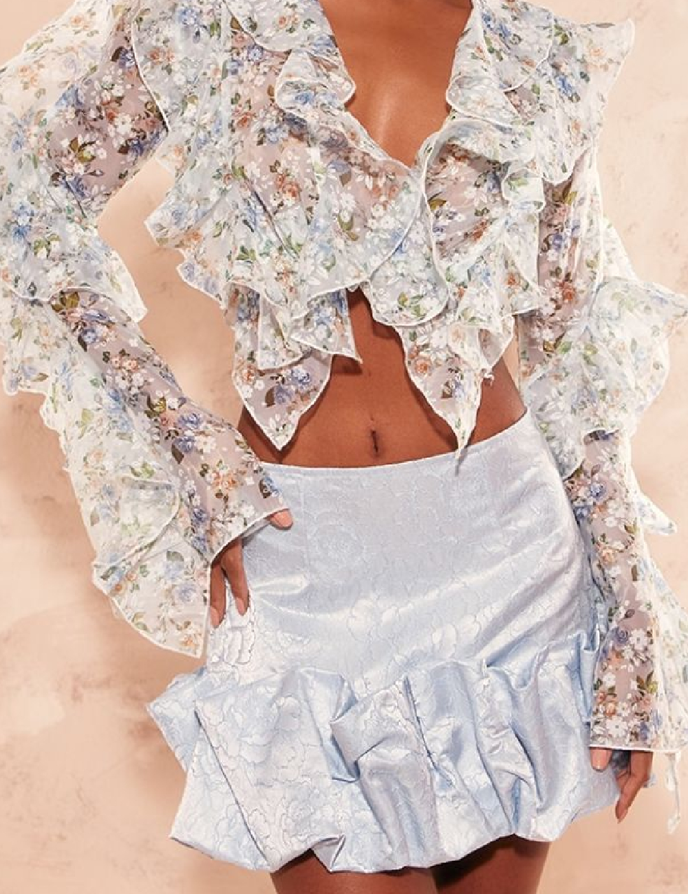Fusta PRETTYLITTLETHING, bleu - 1 | YEO