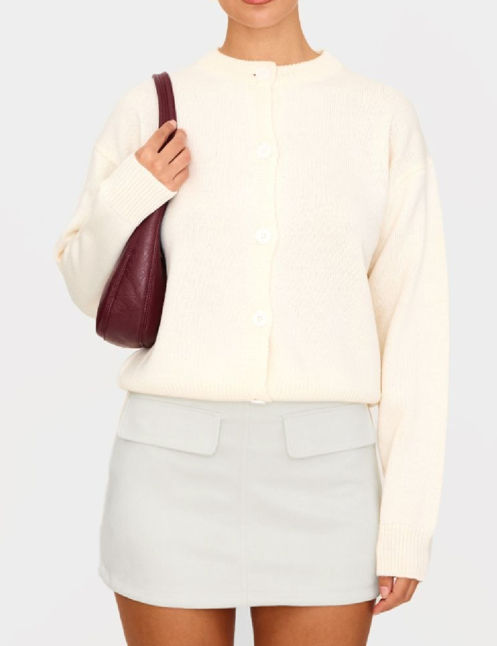 Fusta PRETTYLITTLETHING, gri deschis - 1 | YEO