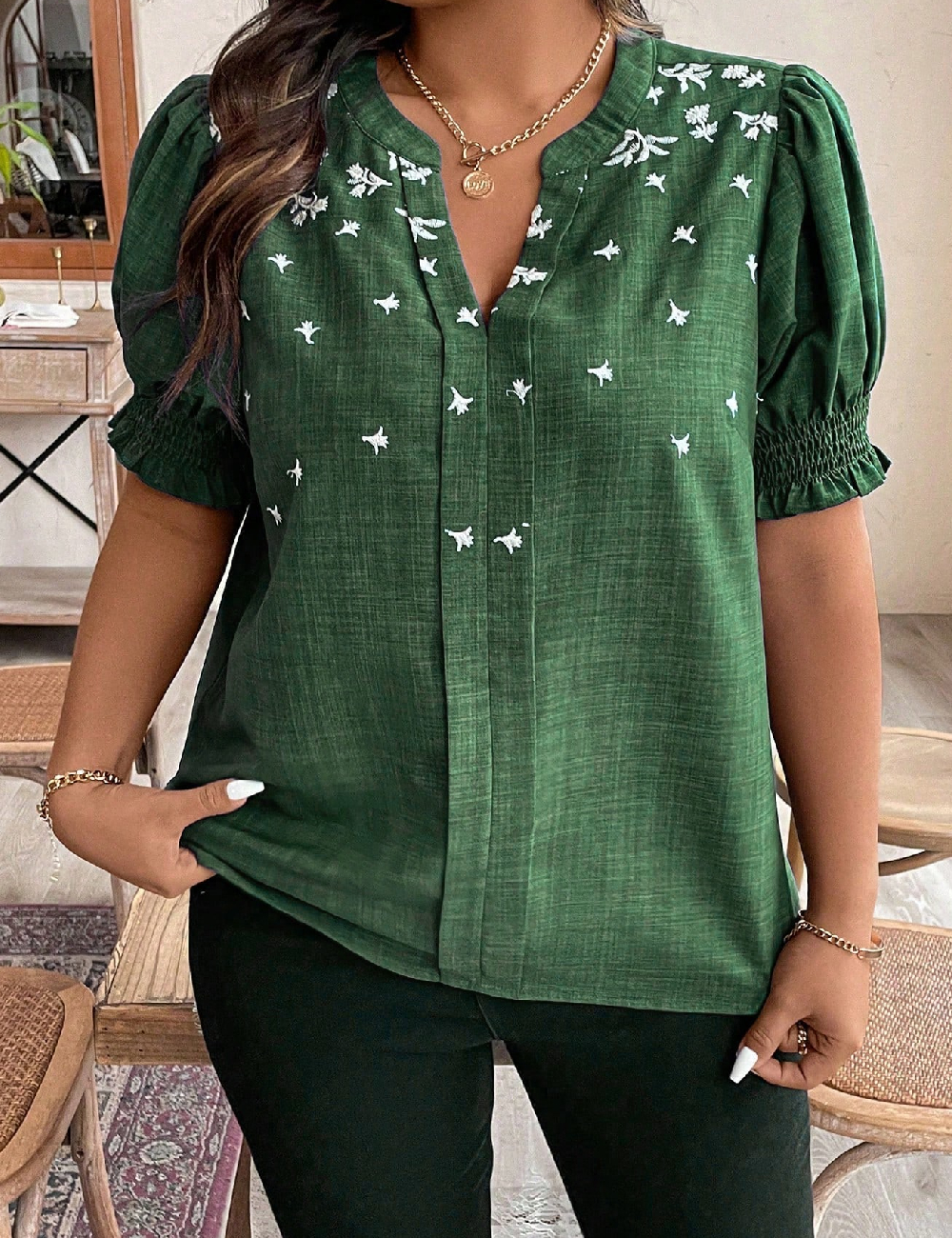 Bluza SHEIN CURVE, verde