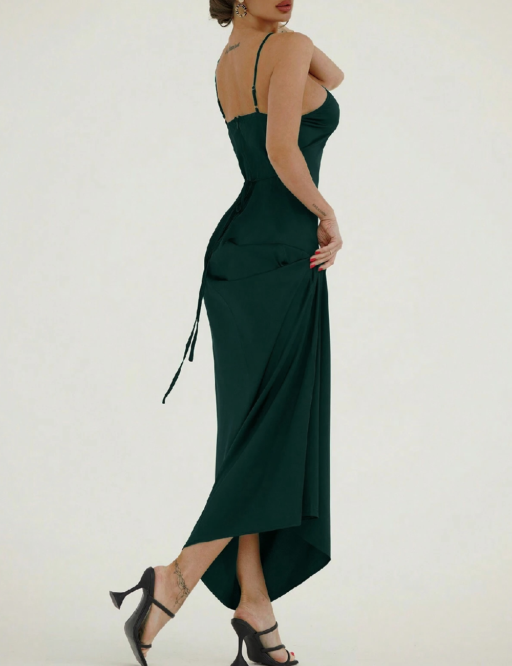 Rochie lunga SHEIN, verde inchis - 1 | YEO