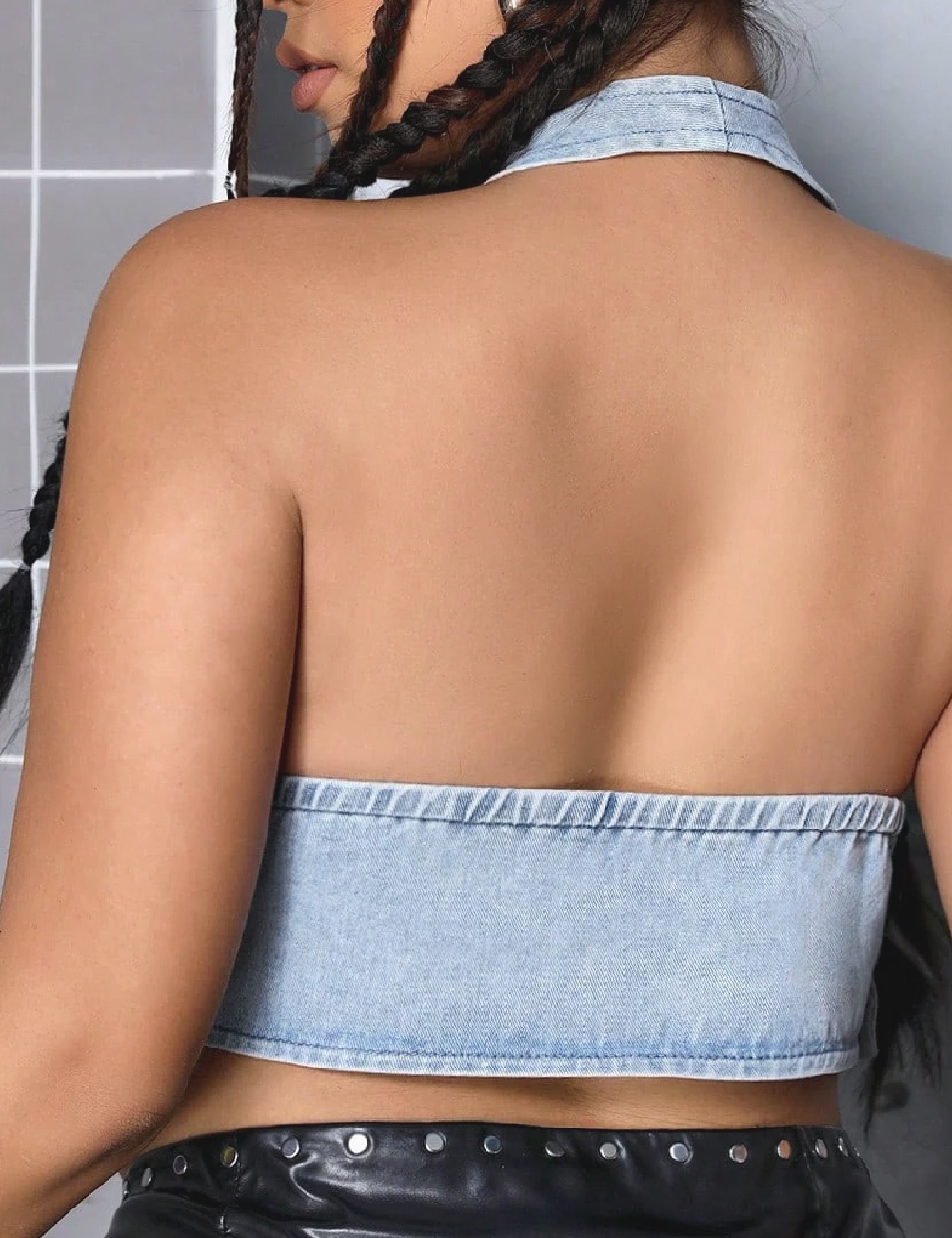 Top SHEIN CURVE, albastru denim - 1 | YEO