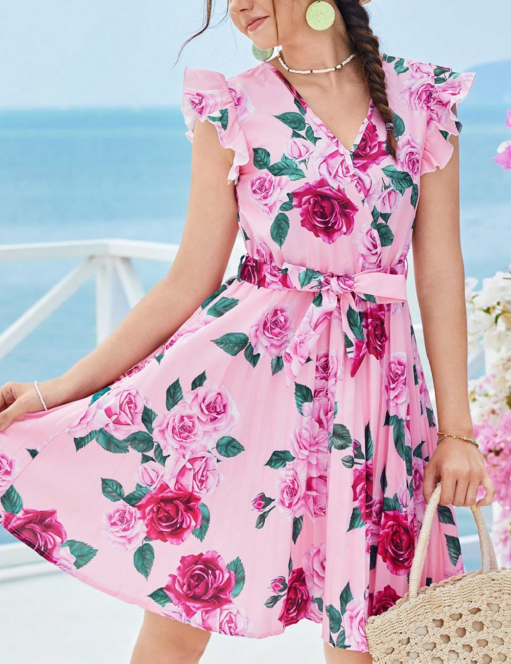 Rochie scurta Shein Kids, floral print