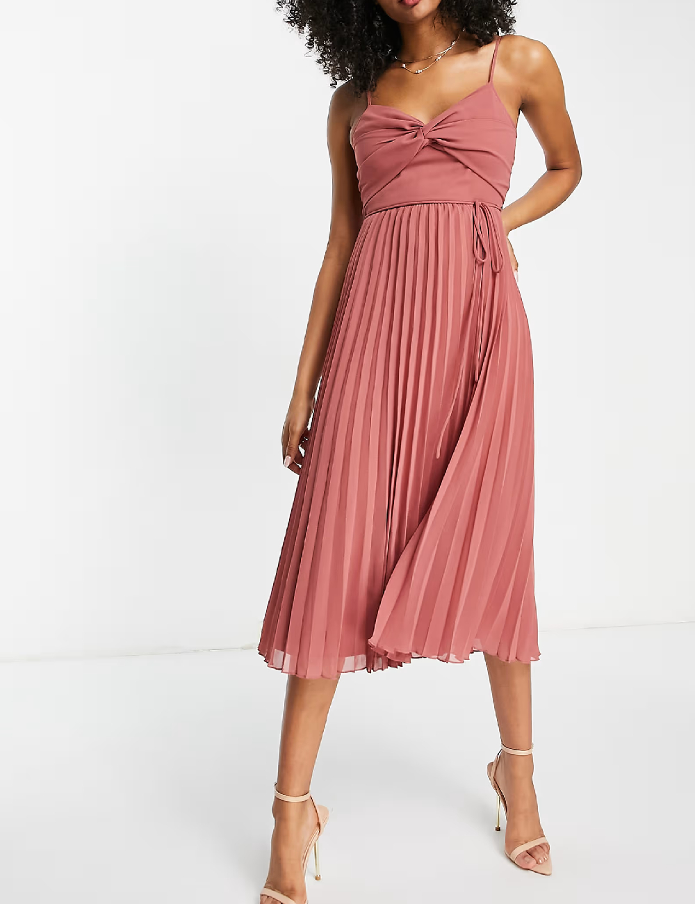 Rochie medie ASOS, roz pudra inchis - 1 | YEO