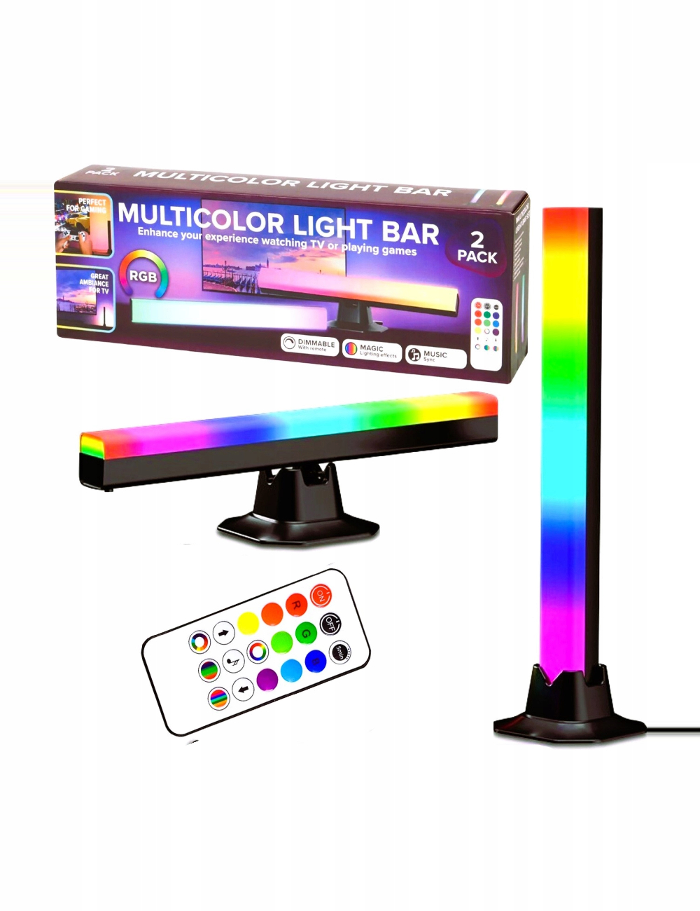 Set bare led multicolore RGB cu suporturi 2 bucati Eurodomest, multicolor