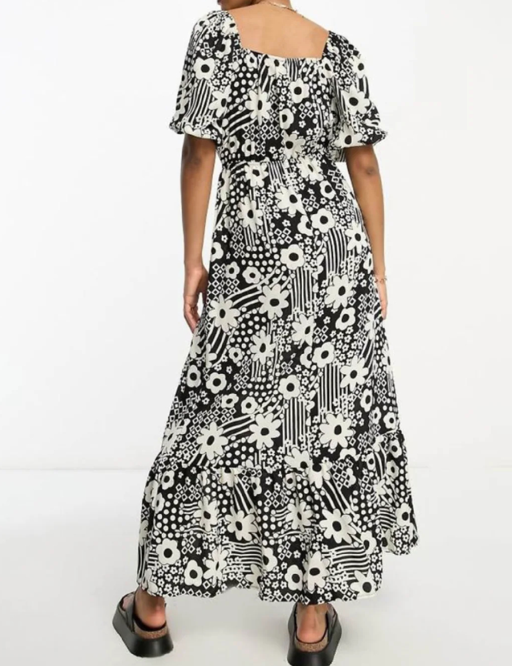 Rochie lunga ASOS, negru/ecru - 1 | YEO