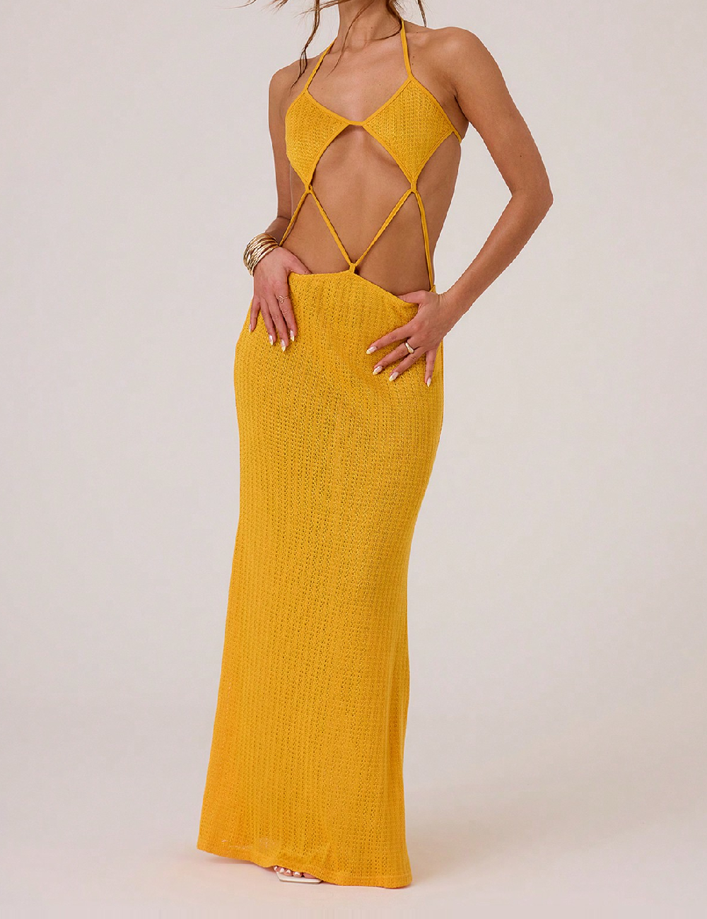 Rochie lunga Musera, galben