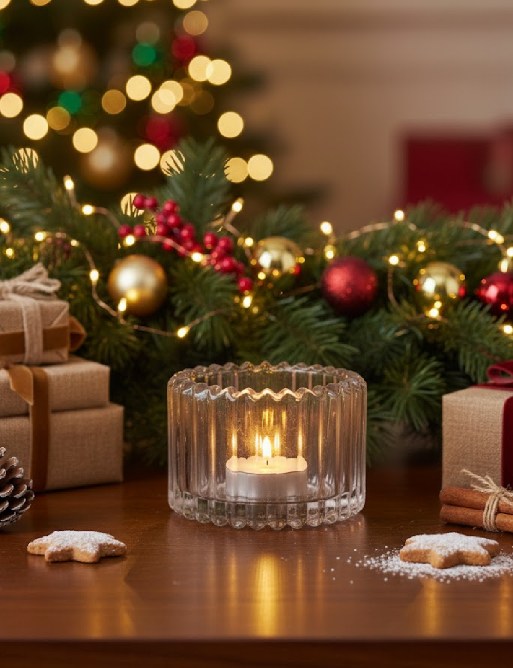 Suport lumanare Home Accents, gri