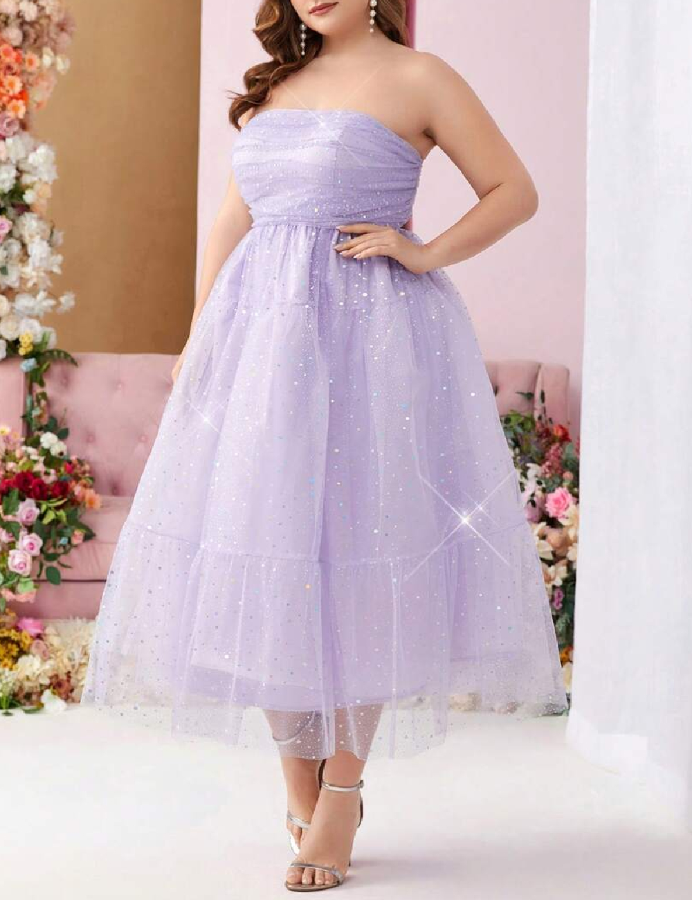 Rochie medie SHEIN CURVE, lila - 1 | YEO