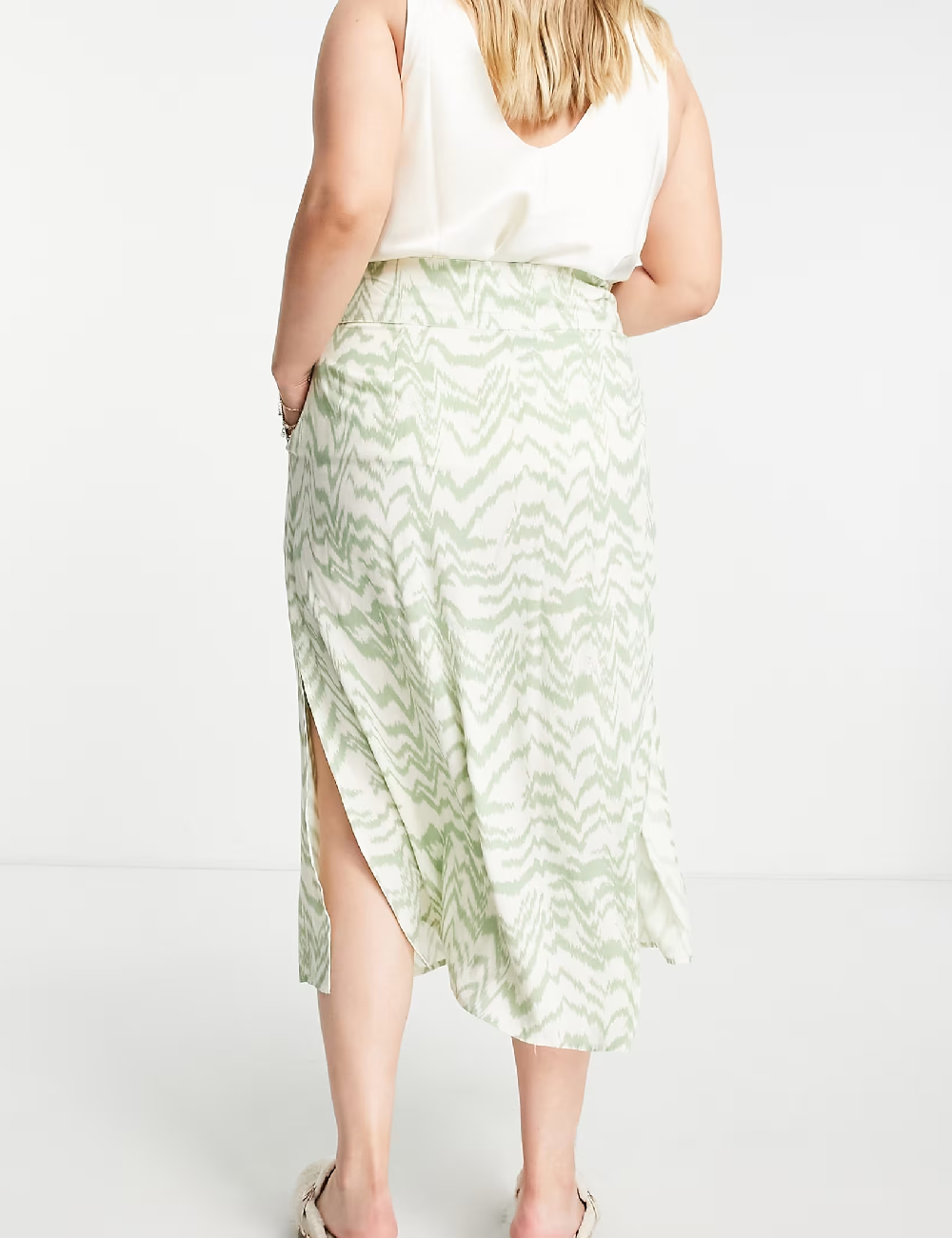 Fusta ASOS Curve, crem/verde - 1 | YEO