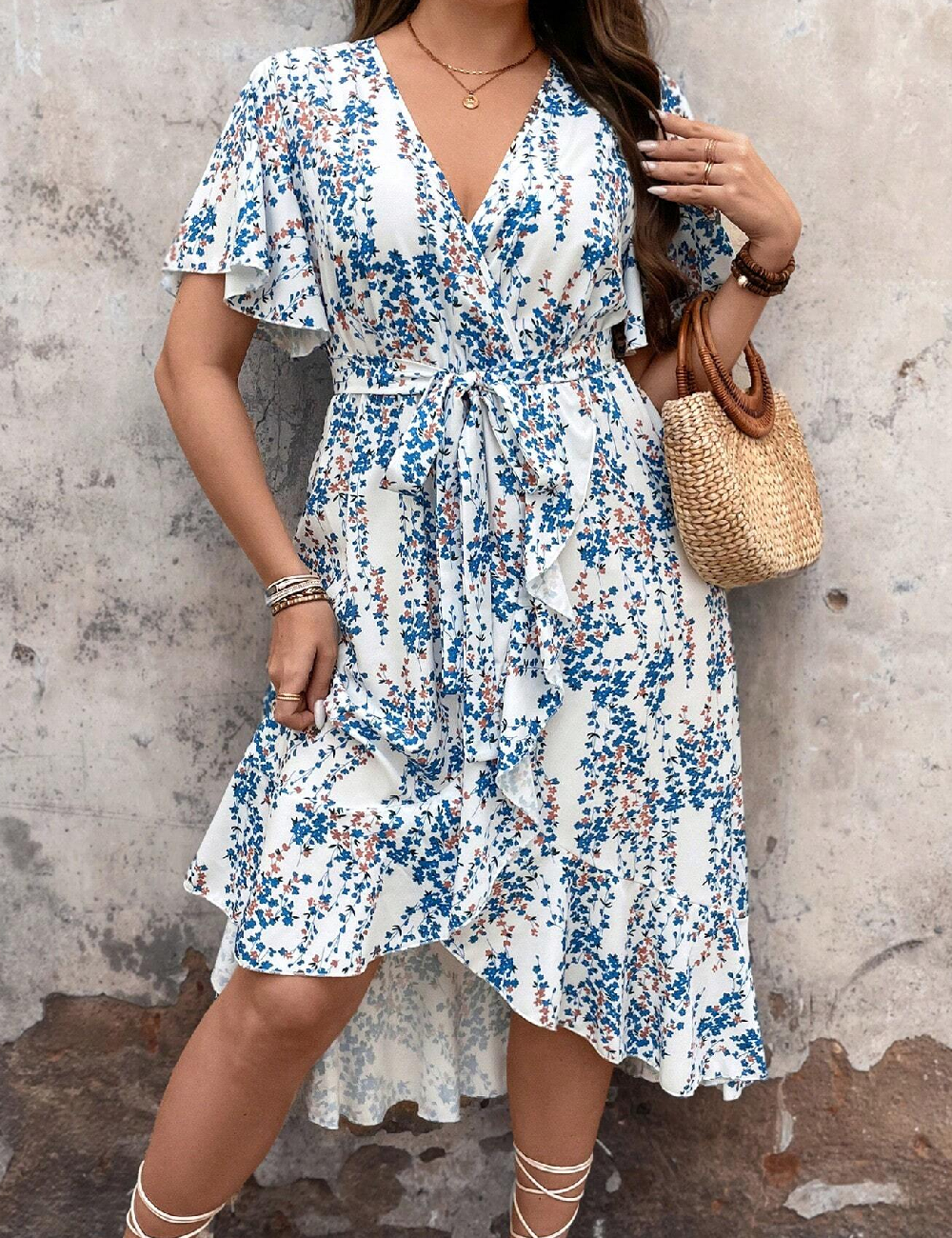 Rochie medie SHEIN CURVE, floral print - 1 | YEO