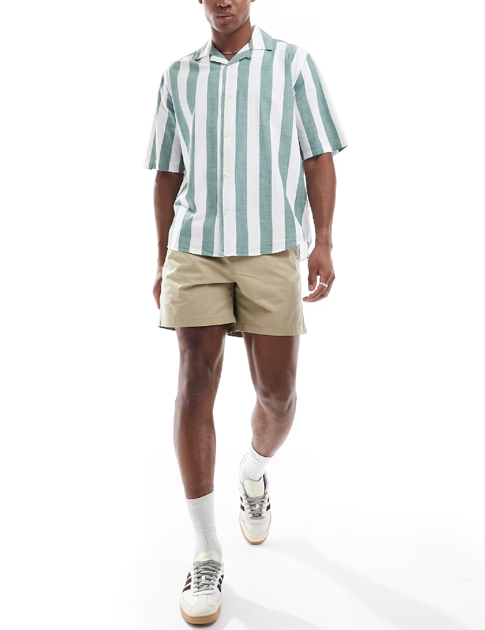 Camasa Oversize Only, alb/verde