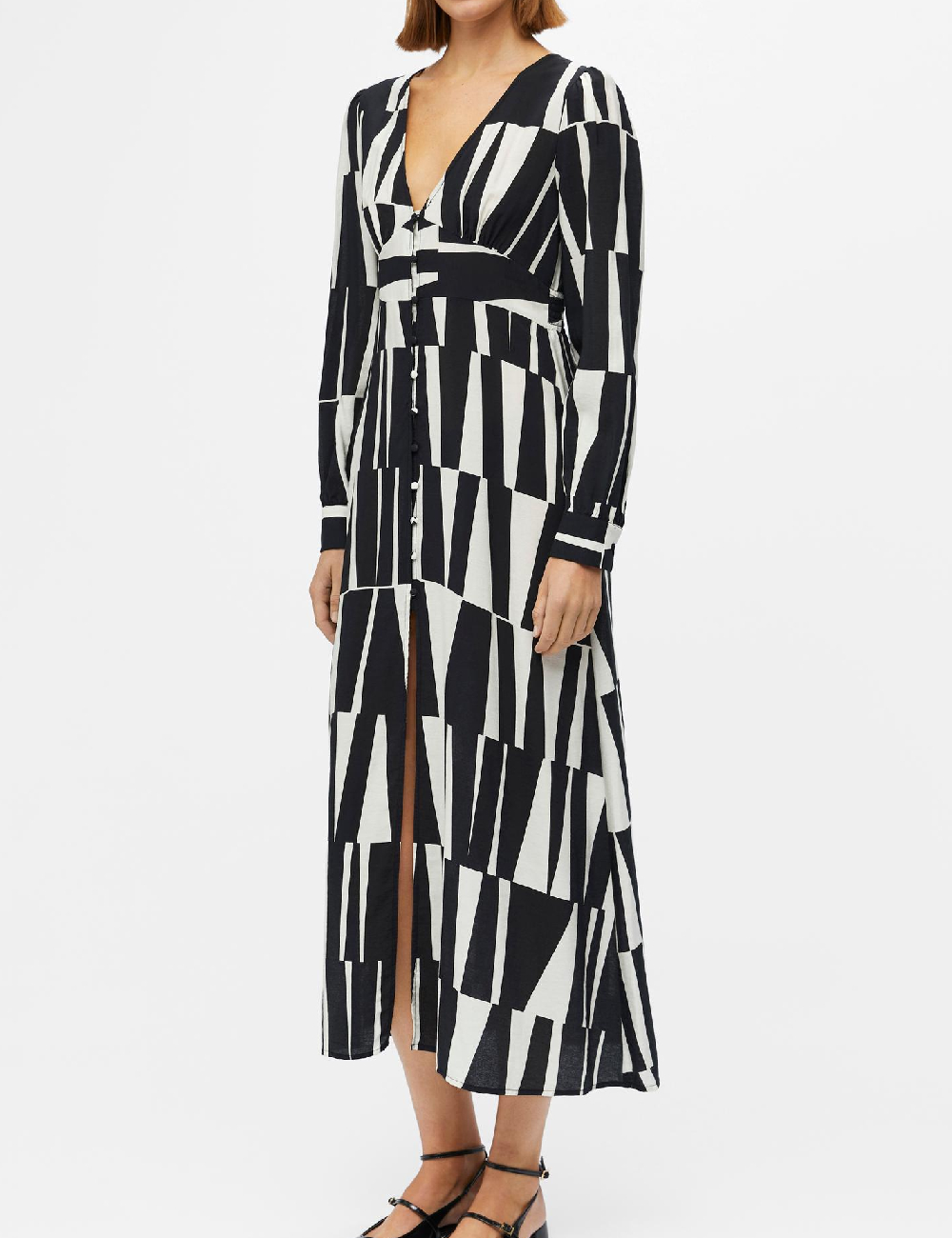Rochie lunga Object, alb/negru - 1 | YEO
