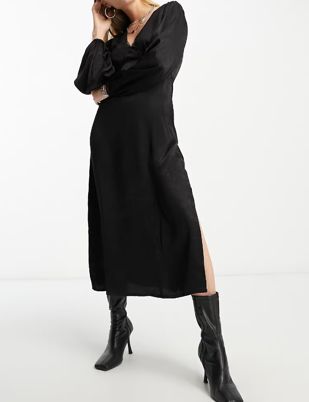 Rochie medie Violet Romance, negru