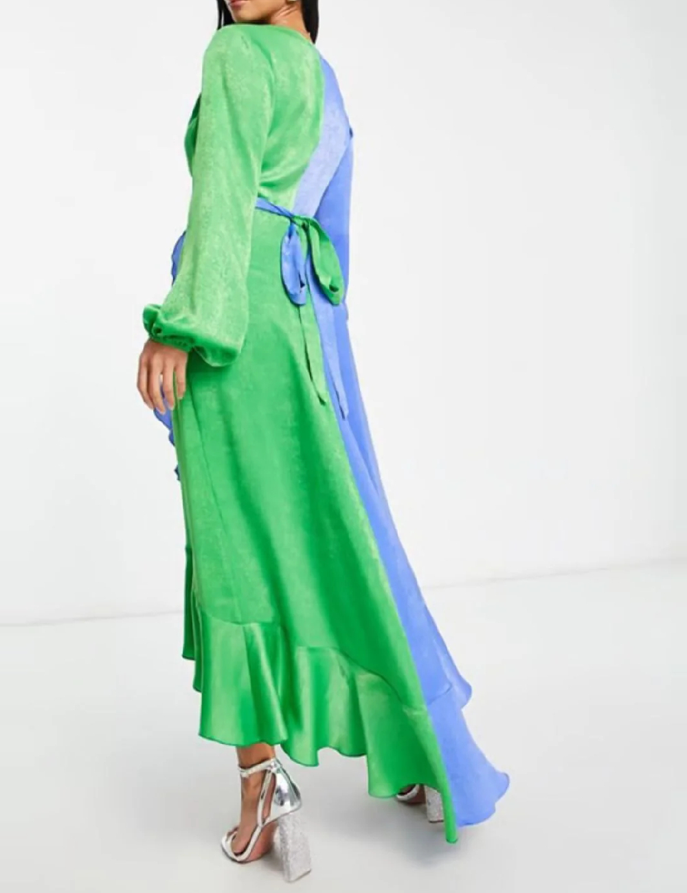 Rochie lunga Flounce London, albastru/verde - 1 | YEO