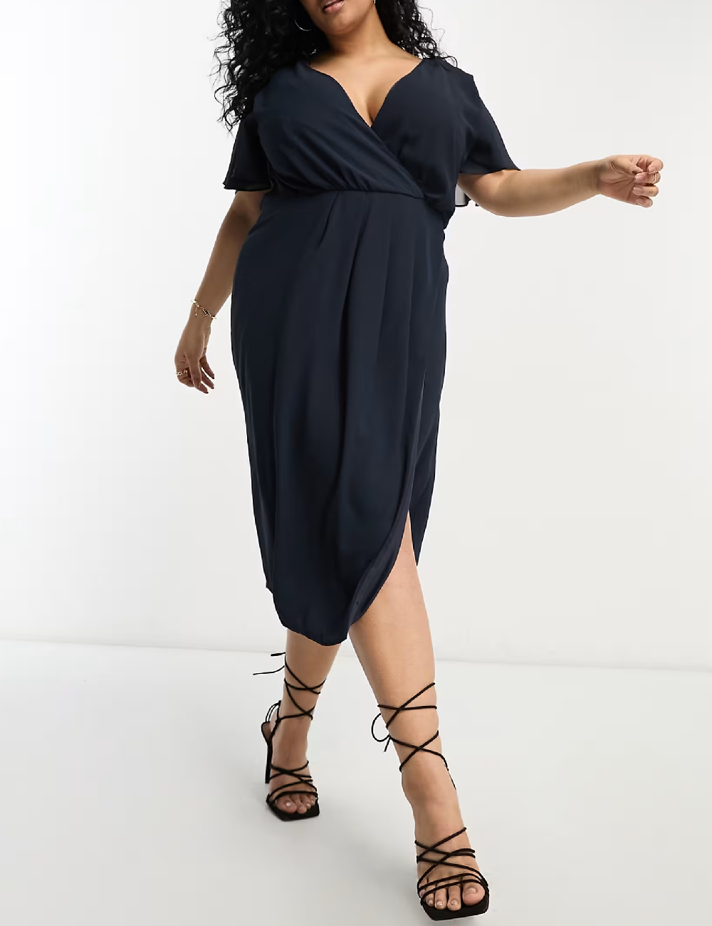 Rochie scurta TFNC London Plus Size, bleumarin - 1 | YEO