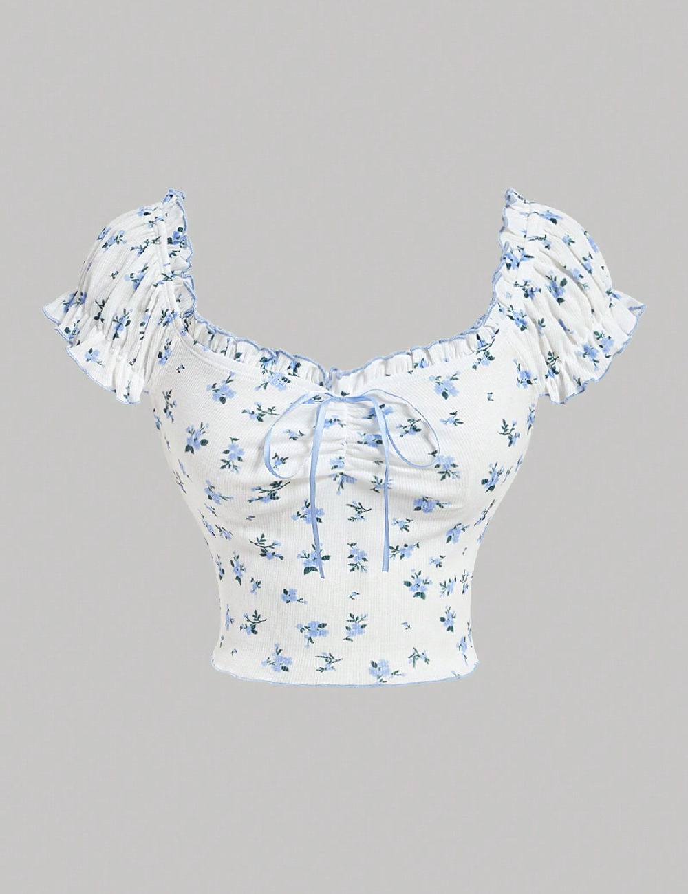 Top SHEIN, alb/albastru
