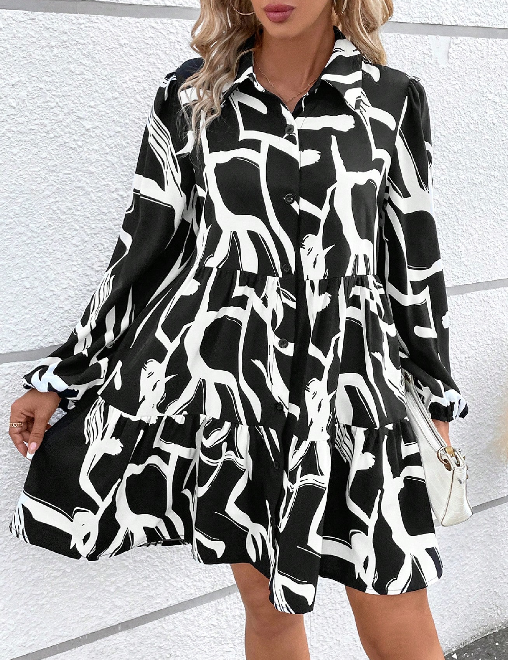 Rochie scurta SHEIN, alb/negru
