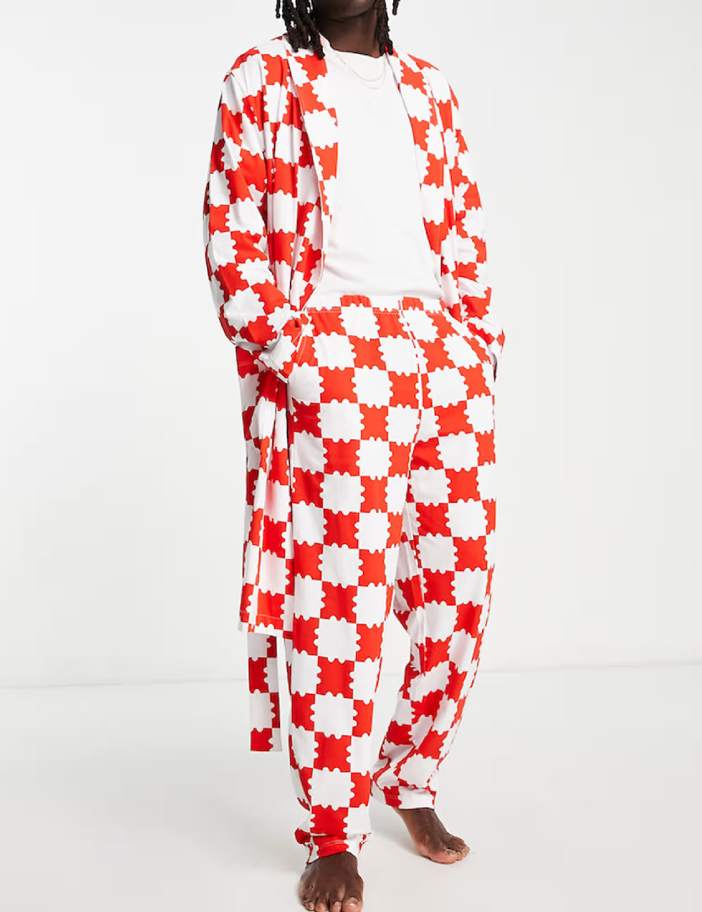 Kimono ASOS, rosu/alb