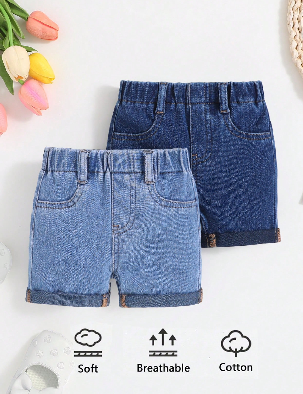 Set Pantaloni scurti 2 perechi SHEIN, albastru