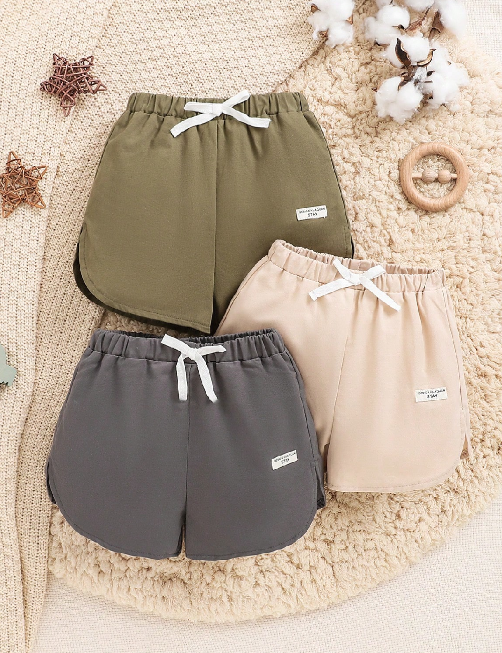 Set Pantaloni scurti 3 bucati Shein Kids, mix culori