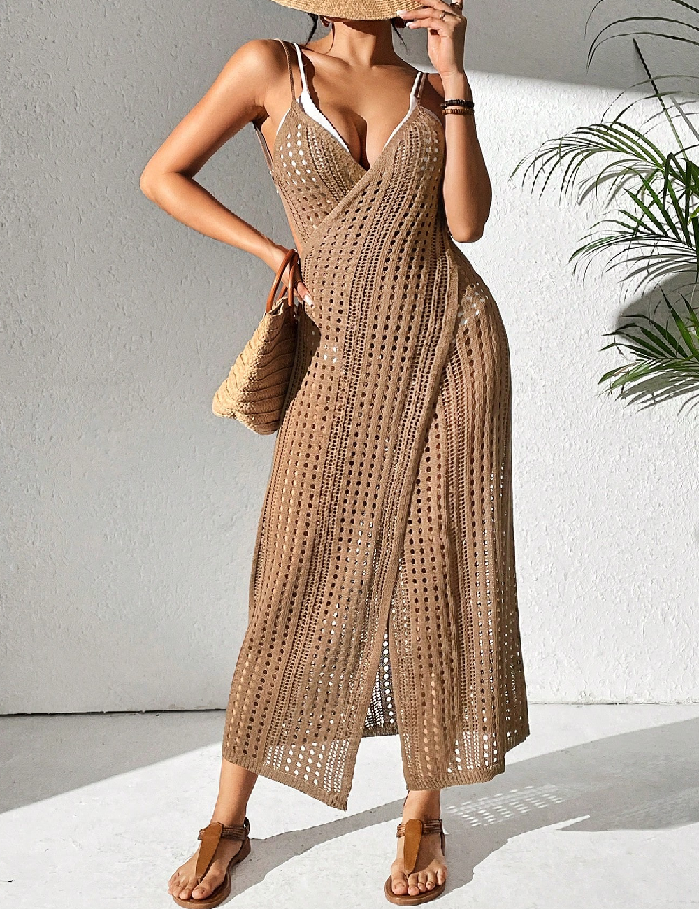 Rochie de plaja SHEIN, maro