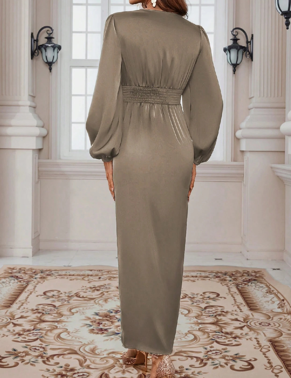 Rochie lunga SHEIN, kaki - 1 | YEO