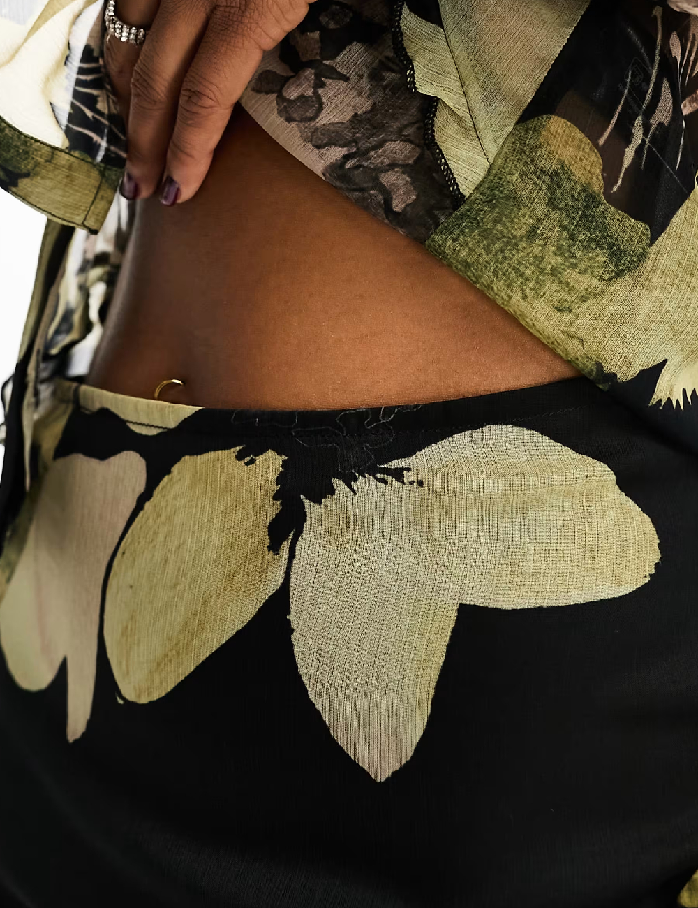 Fusta ASOS, negru/verde - 1 | YEO