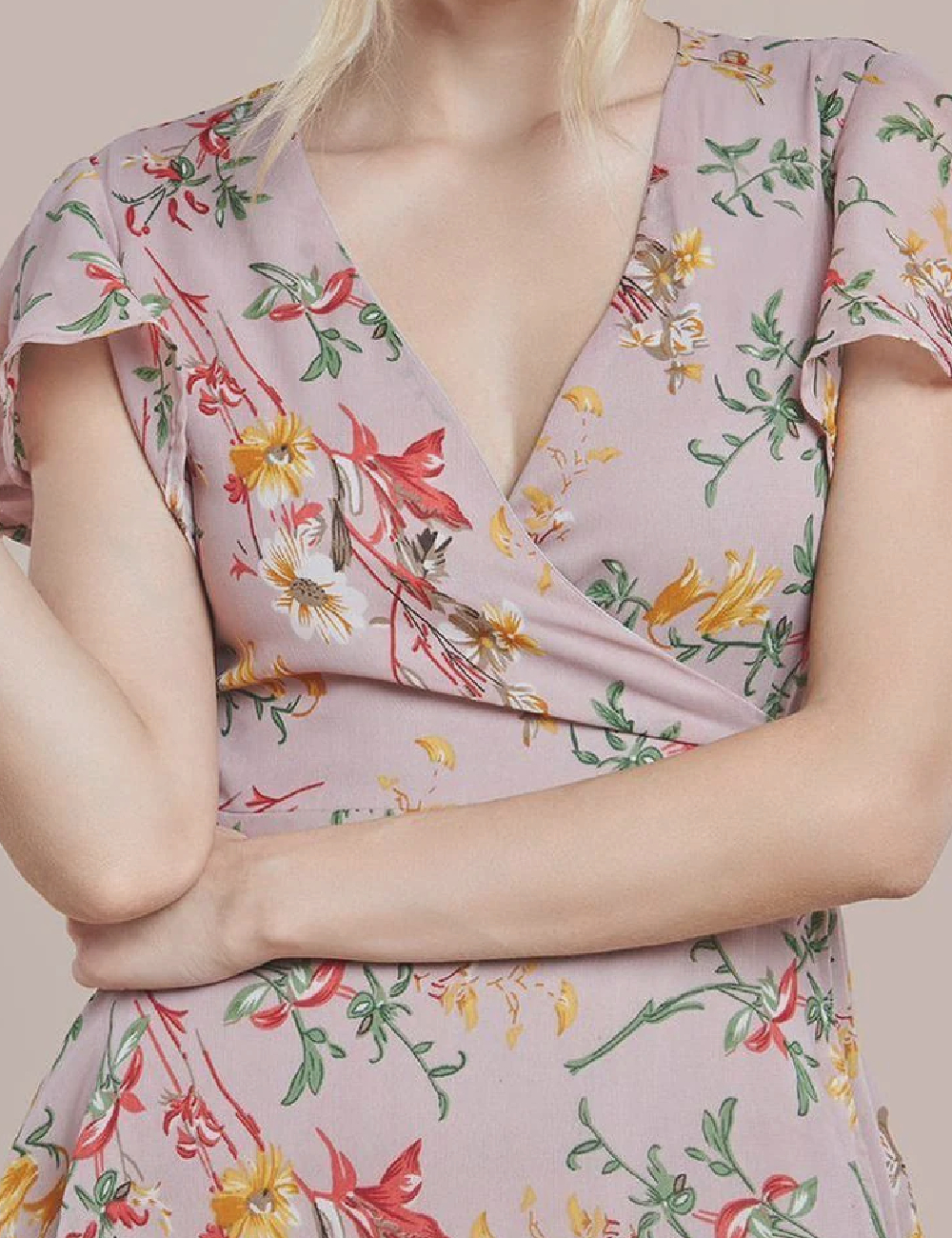 Rochie medie Goddiva, roz pudra - 1 | YEO