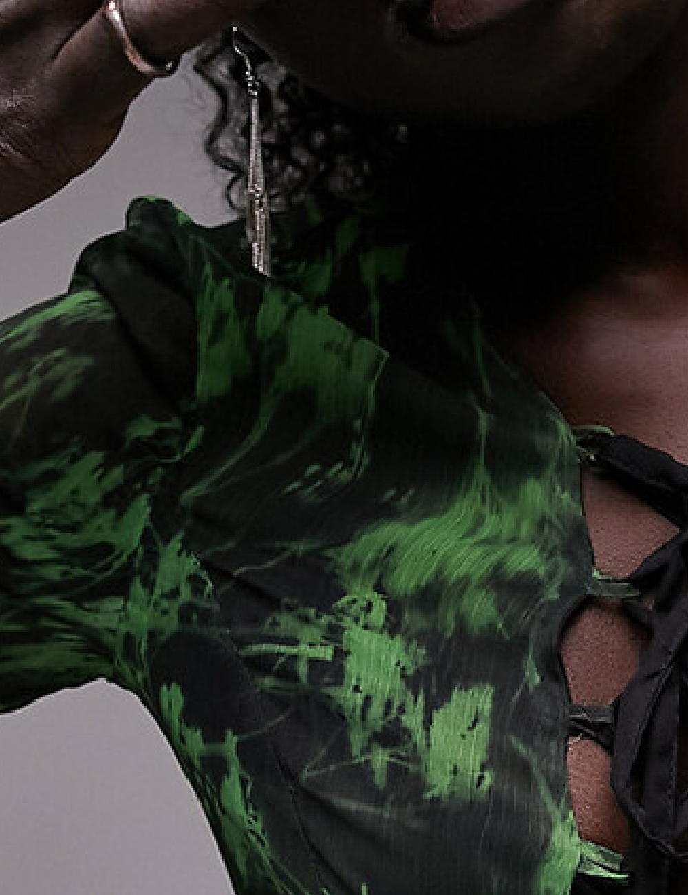 Bluza Top Shop, negru/verde - 1 | YEO