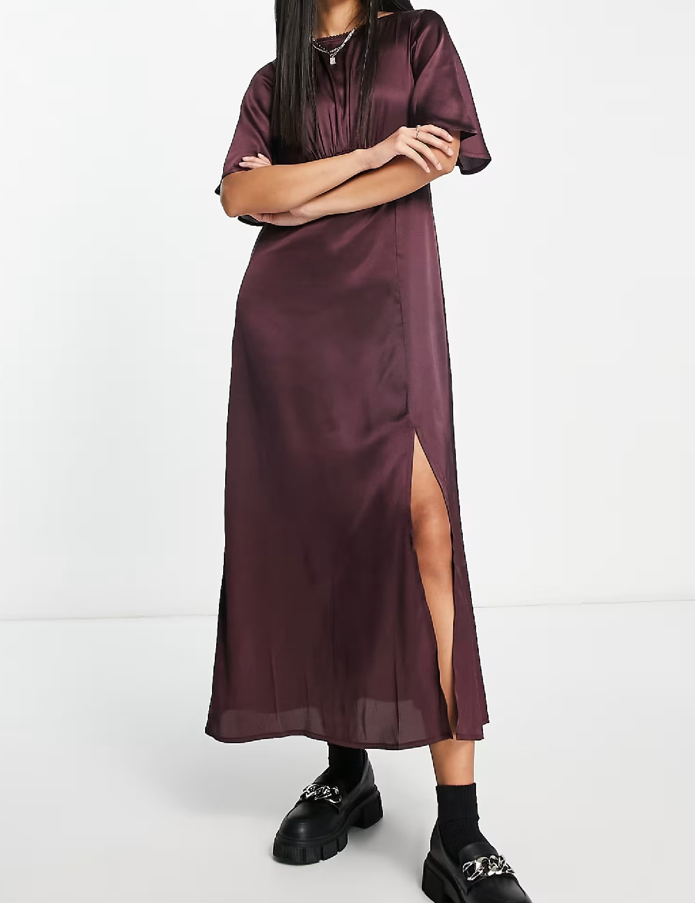 Rochie medie Influence, pruna - 1 | YEO