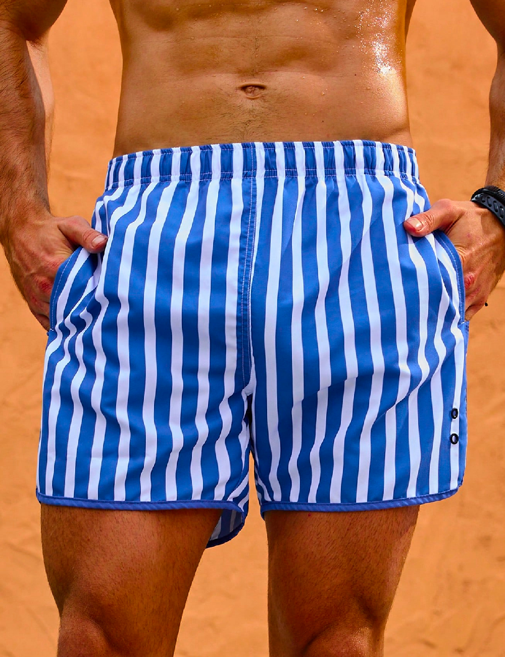 Short de baie SHEIN, alb/albastru