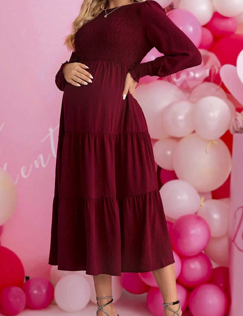 Rochie medie SHEIN Maternity, visiniu - 1 | YEO