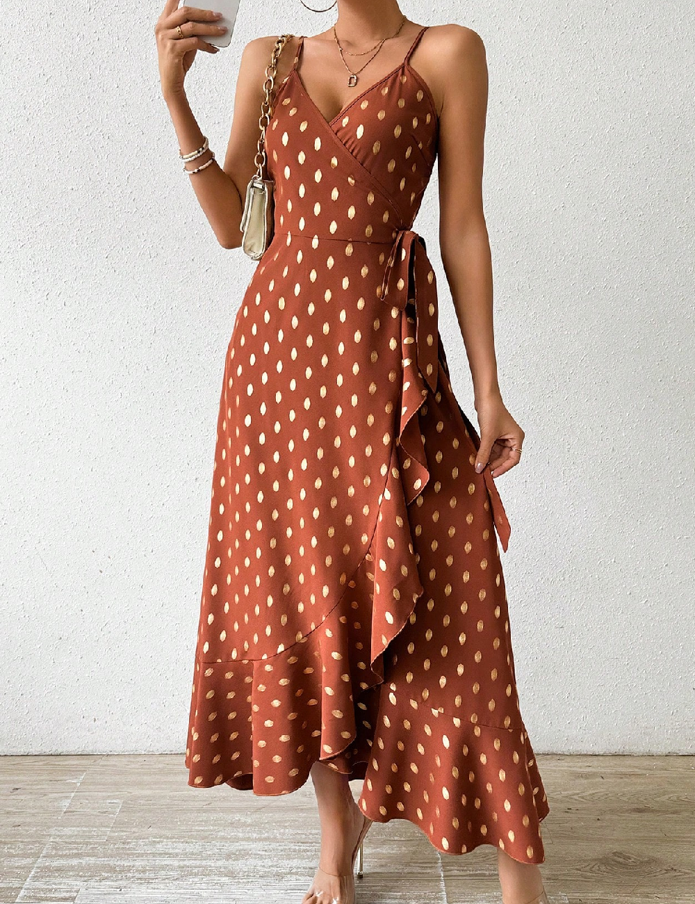Rochie lunga SHEIN, caramiziu