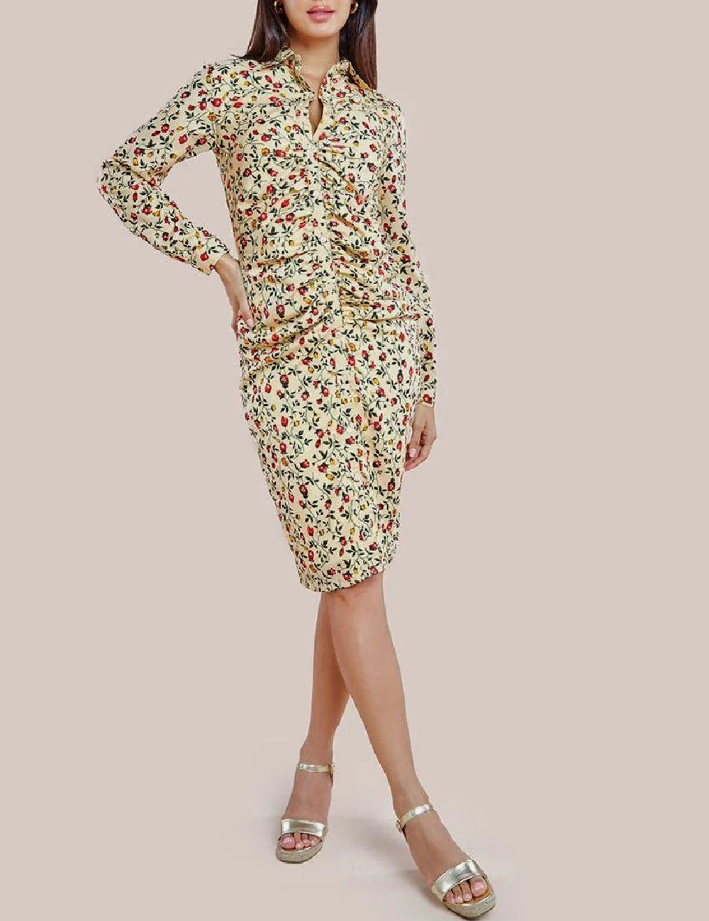 Rochie medie City Goddess, crem