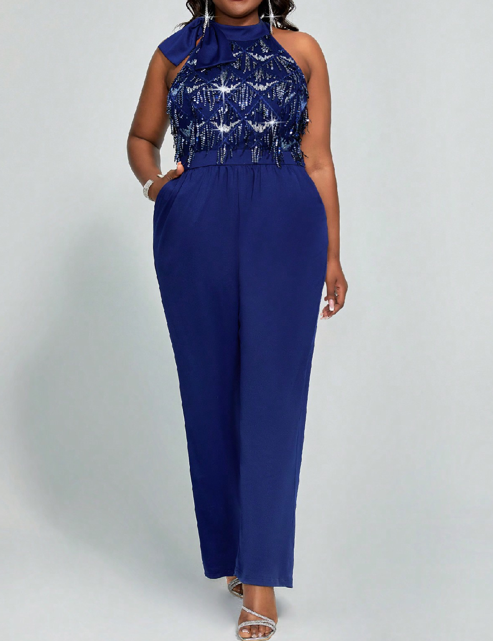 Salopeta SHEIN CURVE, bleumarin