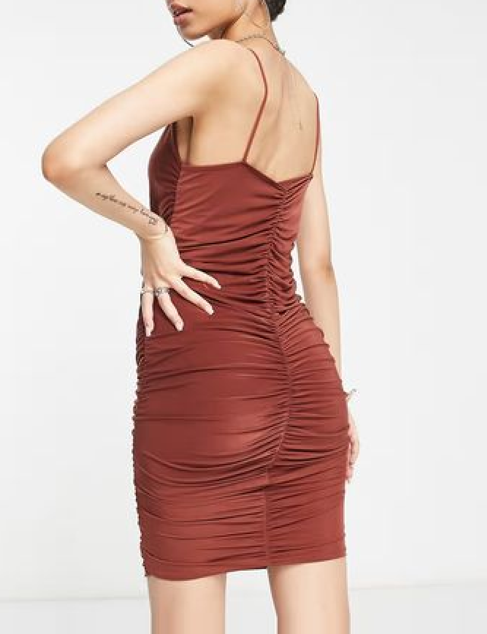 Rochie scurta Femme Luxe, maro - 1 | YEO