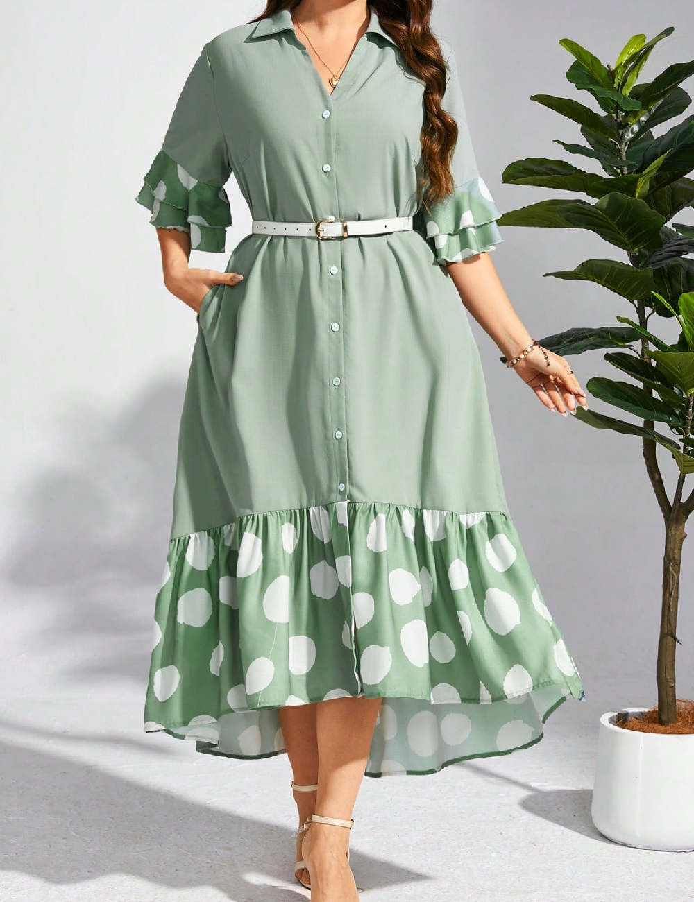 Rochie lunga SHEIN CURVE, verde