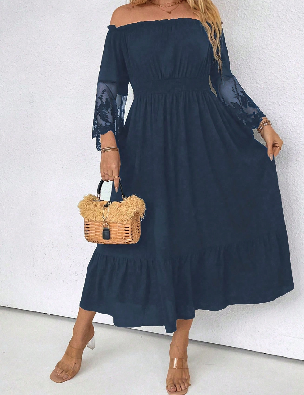 Rochie lunga SHEIN CURVE, bleumarin