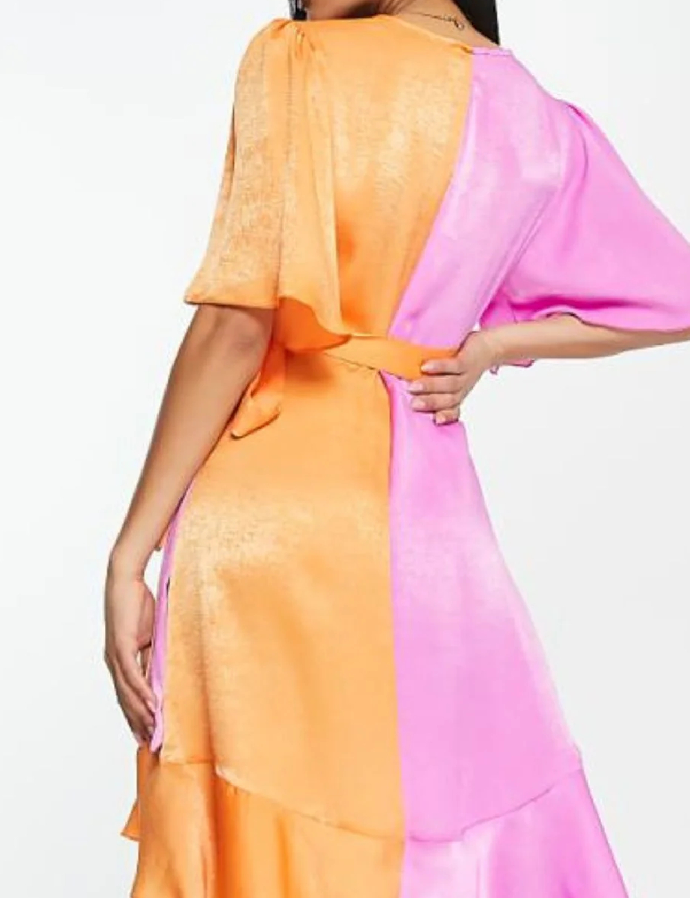 Rochie scurta Flounce London, roz/portocaliu - 1 | YEO