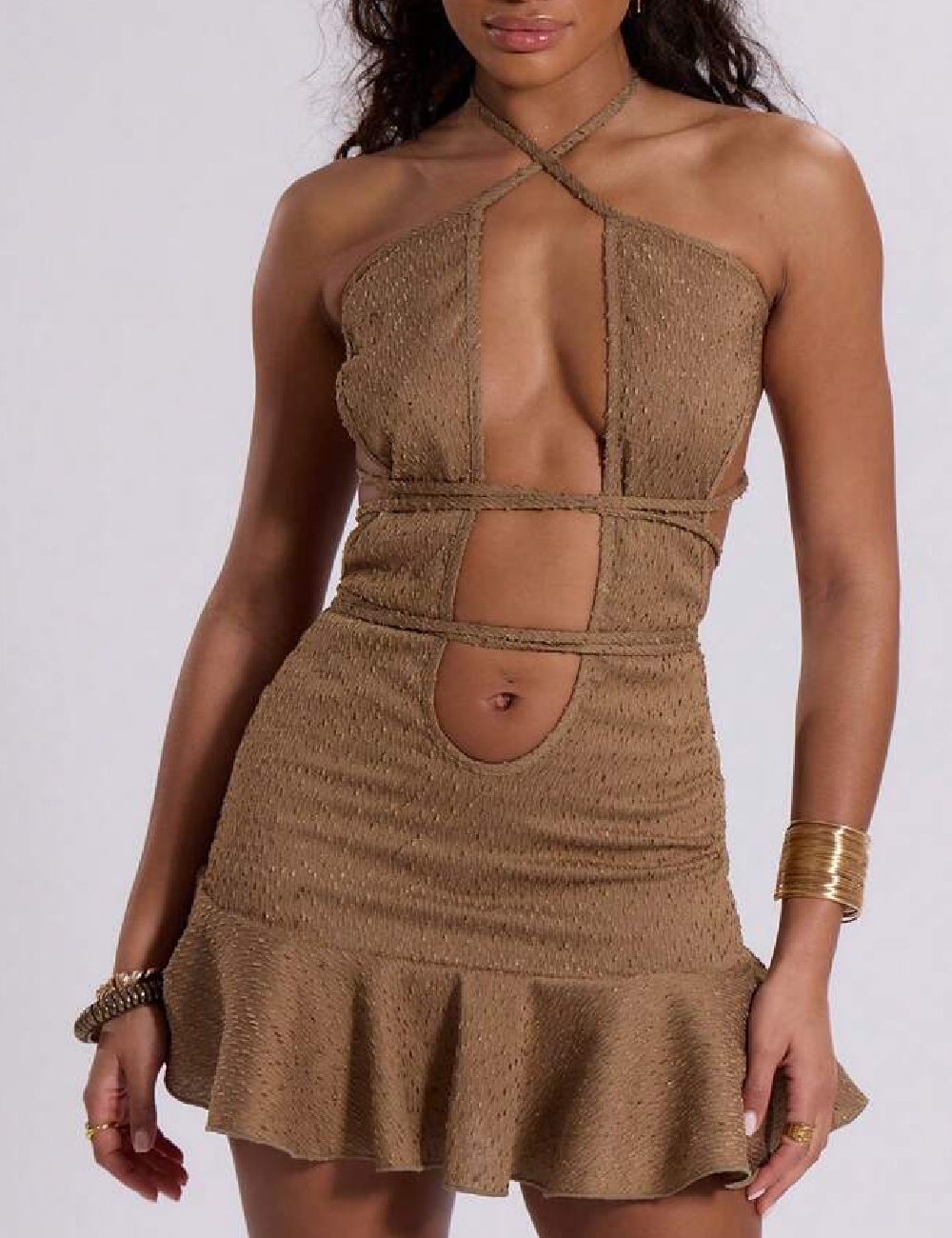 Rochie scurta Musera, maro