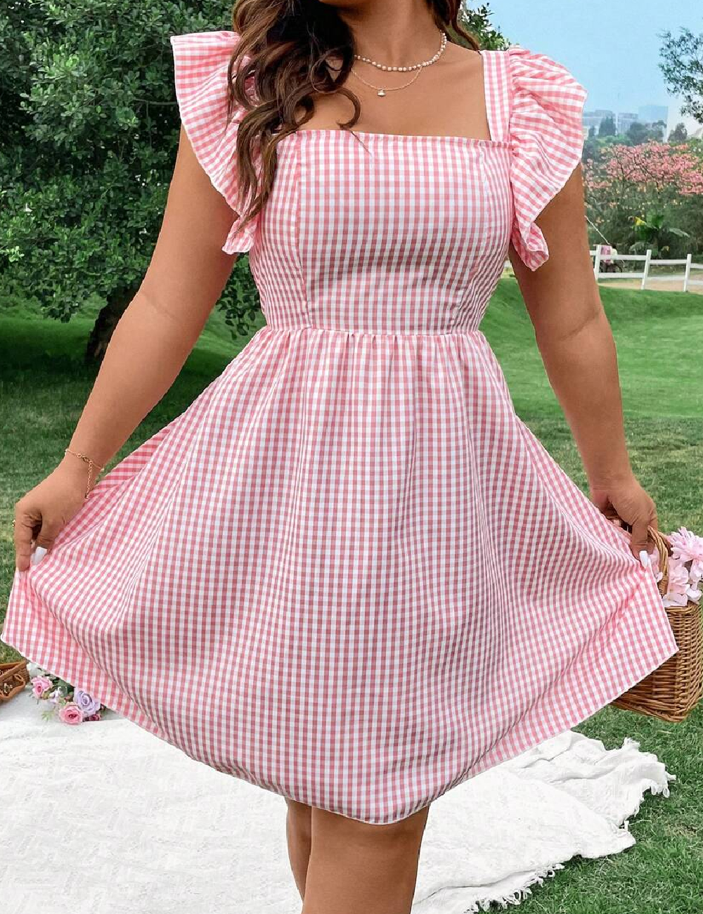 Rochie scurta SHEIN CURVE, roz - 1 | YEO