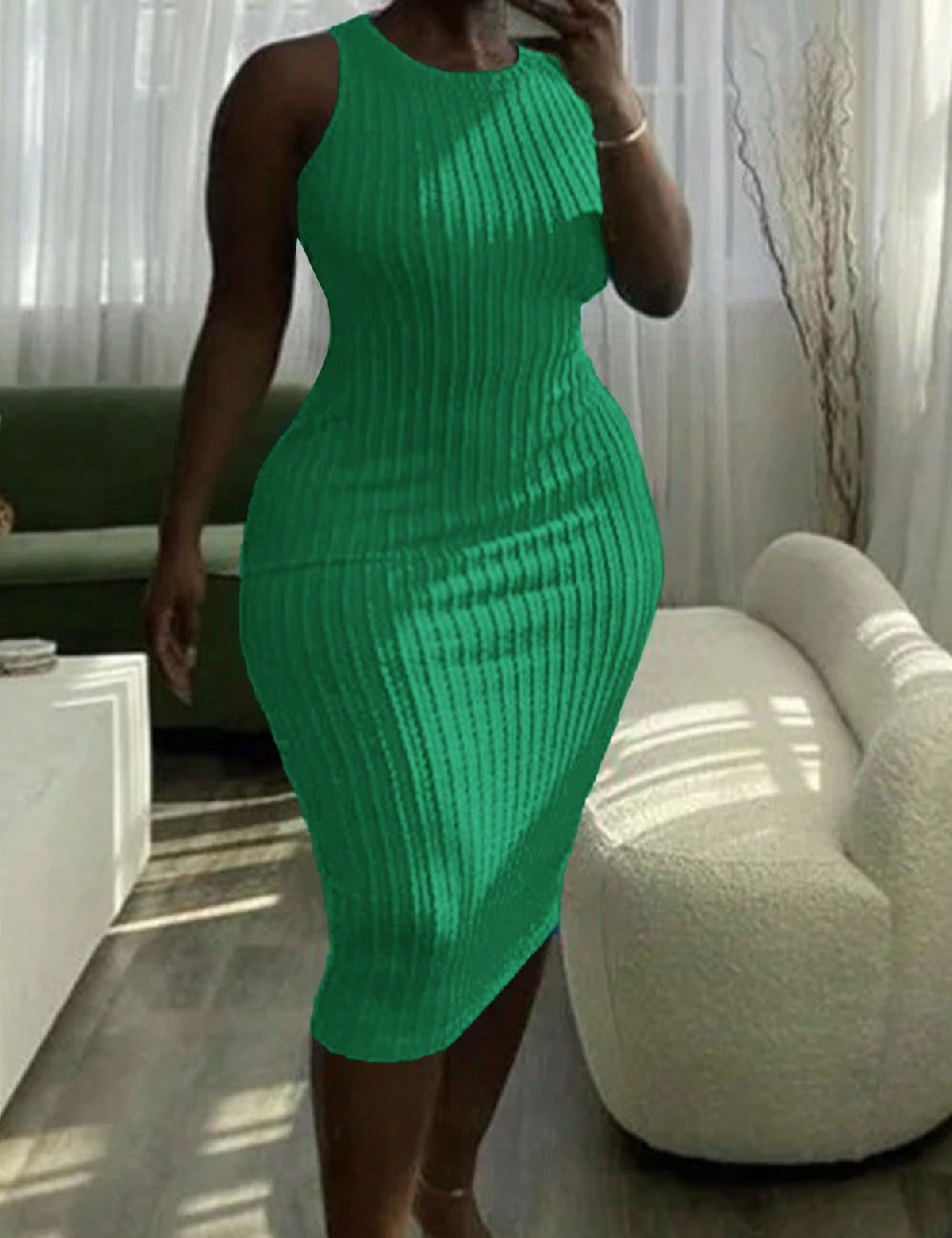 Rochie medie SHEIN CURVE, verde