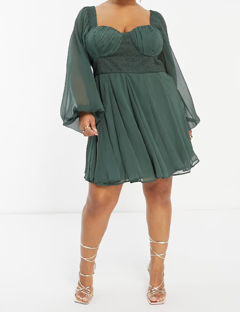 Rochie scurta ASOS Curve, verde