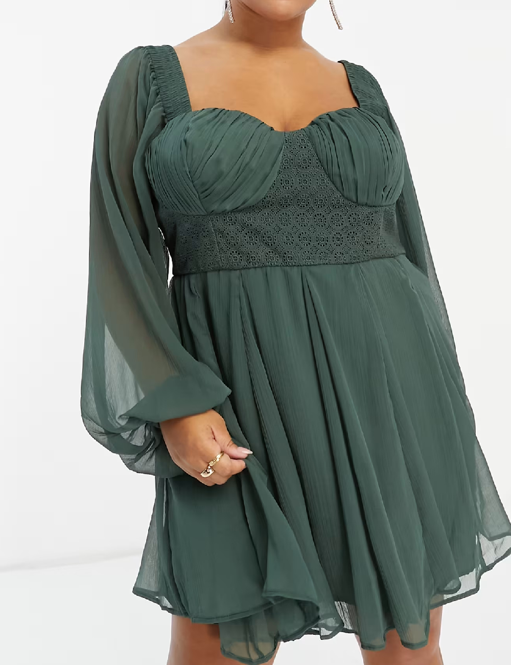 Rochie scurta ASOS Curve, verde - 1 | YEO