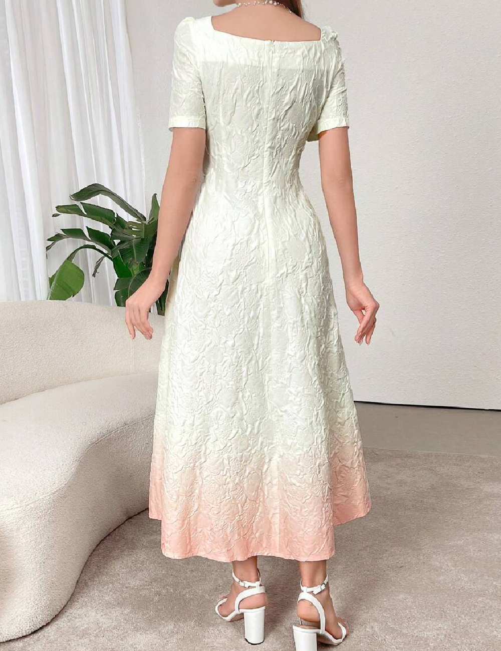 Rochie lunga SHEIN, ecru/piersica - 1 | YEO