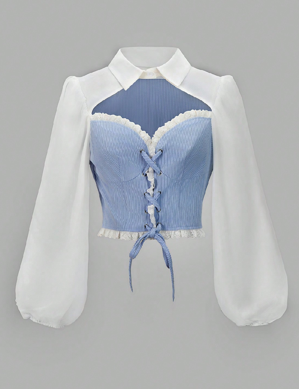 Top SHEIN, alb/albastru