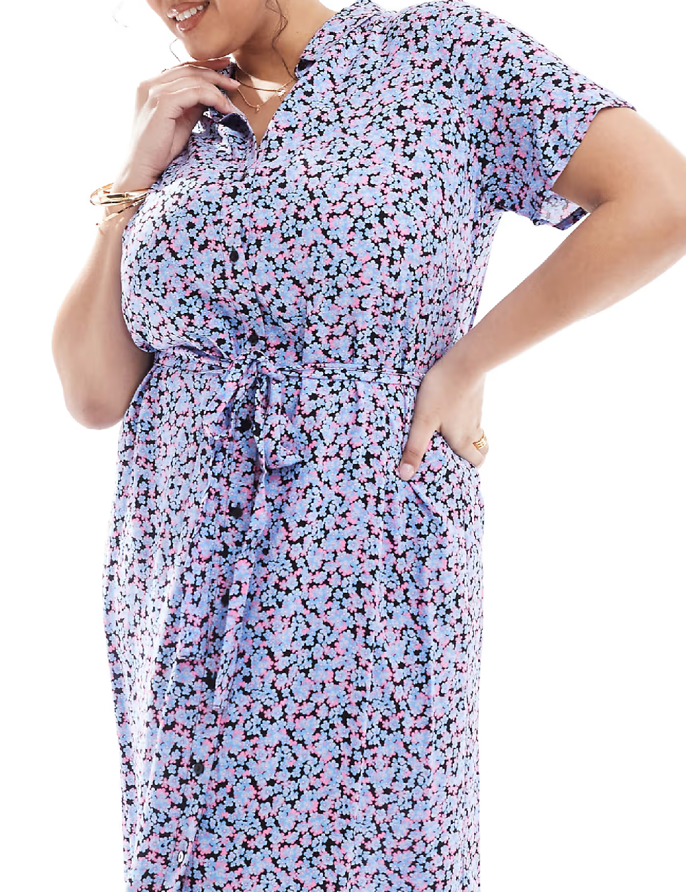 Rochie medie Vero Moda Curve, albastru - 1 | YEO