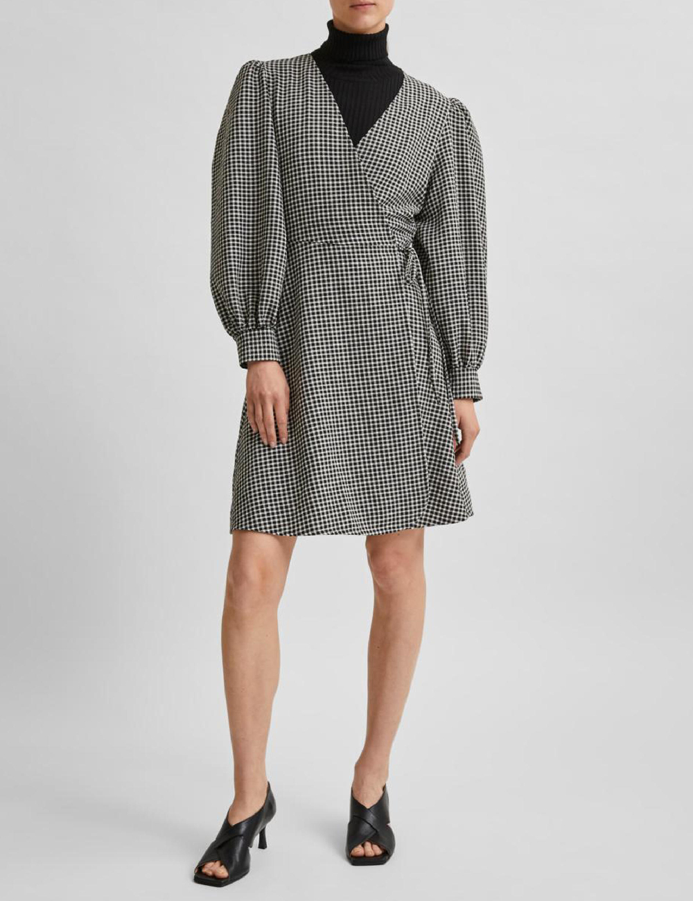 Rochie medie Selected Femme, negru/alb - 1 | YEO