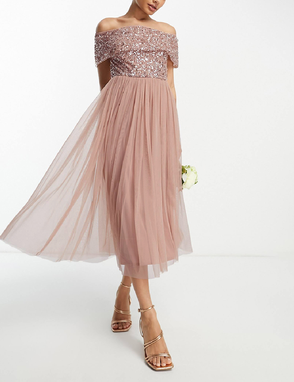 Rochie medie Beauut, roz