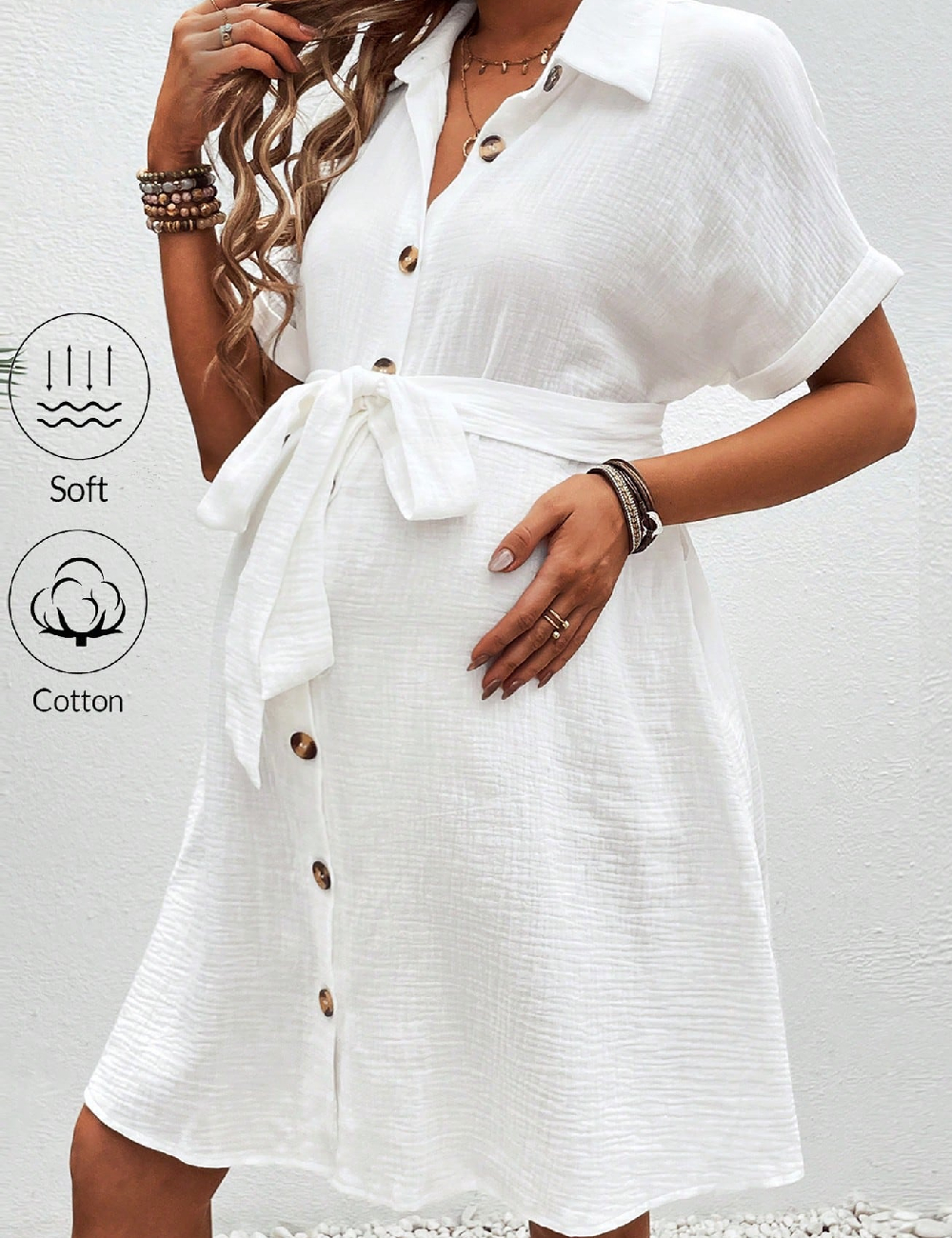 Rochie scurta SHEIN Maternity, alb